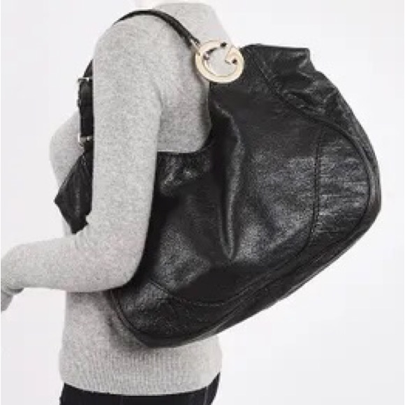 REAL LARGE LEATHER GUCCI BLACK HOBO - Picture 1 of 12